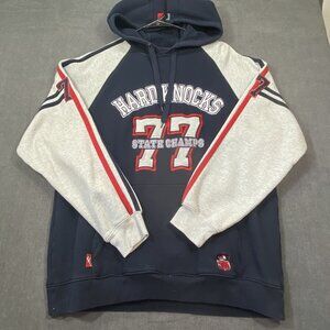 Hard Knocks 77 State Champs Embroidered Navy & Gray Sweater Hoodie Mens Size XL